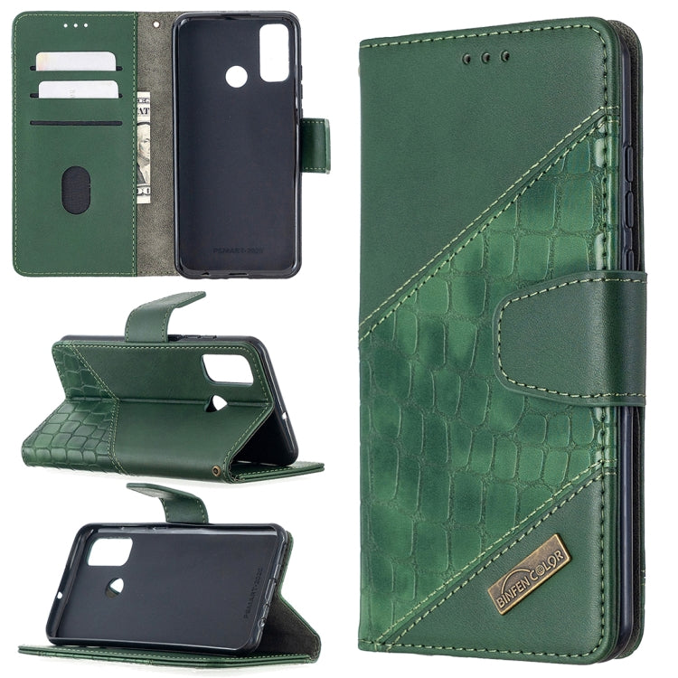 For Huawei P smart 2020 Matching Color Crocodile Texture Horizontal Flip PU Leather Case with Holder & Card Slots & Wallet