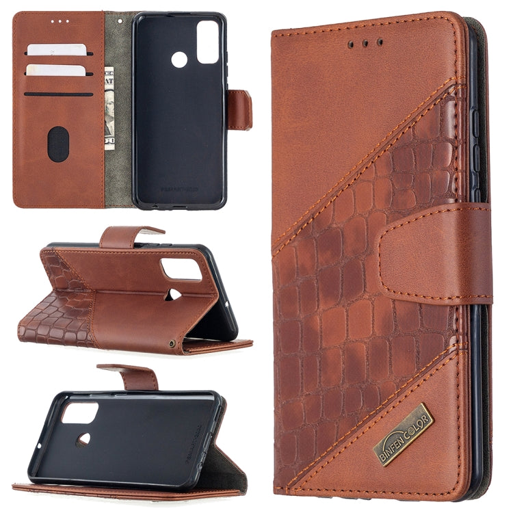 For Huawei P smart 2020 Matching Color Crocodile Texture Horizontal Flip PU Leather Case with Holder & Card Slots & Wallet