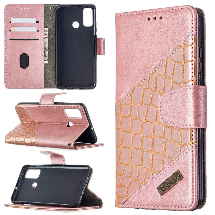 For Huawei P smart 2020 Matching Color Crocodile Texture Horizontal Flip PU Leather Case with Holder & Card Slots & Wallet
