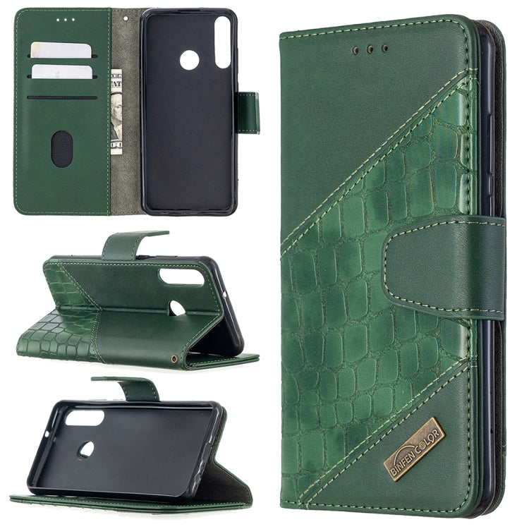 For Huawei Y6p Matching Color Crocodile Texture Horizontal Flip PU Leather Case with Holder & Card Slots & Wallet