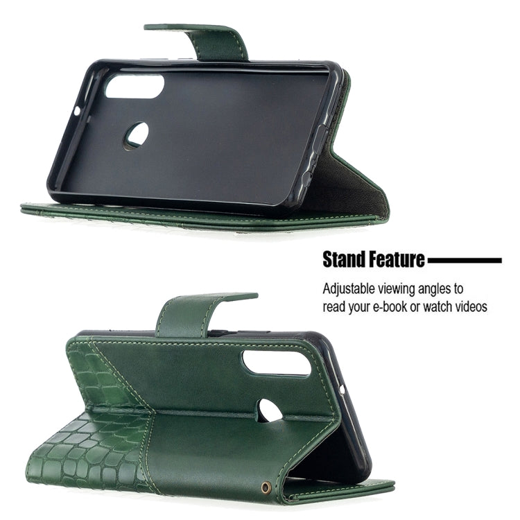 For Huawei Y6p Matching Color Crocodile Texture Horizontal Flip PU Leather Case with Holder & Card Slots & Wallet