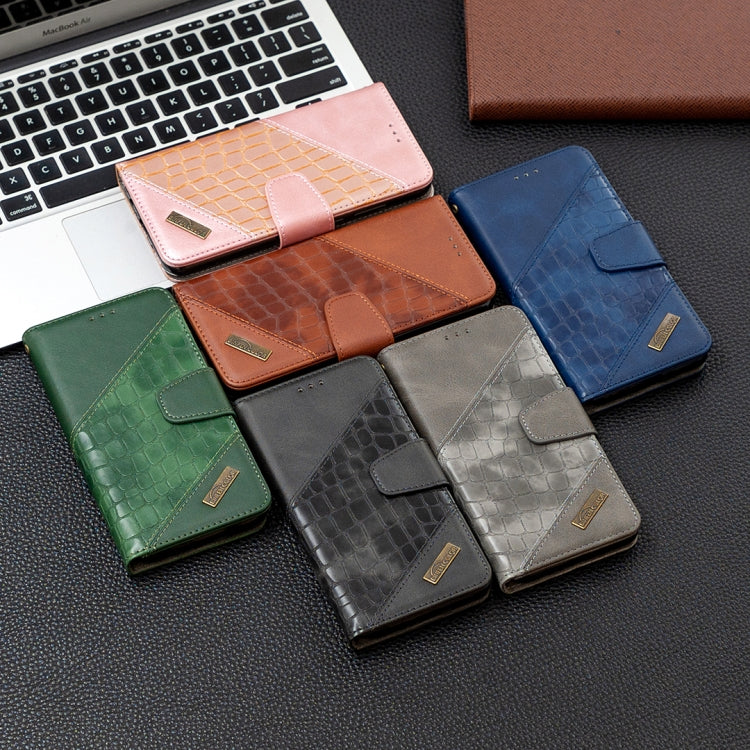 For Huawei Y6p Matching Color Crocodile Texture Horizontal Flip PU Leather Case with Holder & Card Slots & Wallet