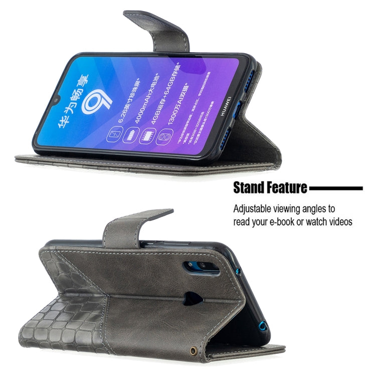 For Huawei Y7 (2019) Matching Color Crocodile Texture Horizontal Flip PU Leather Case with Holder & Card Slots & Wallet