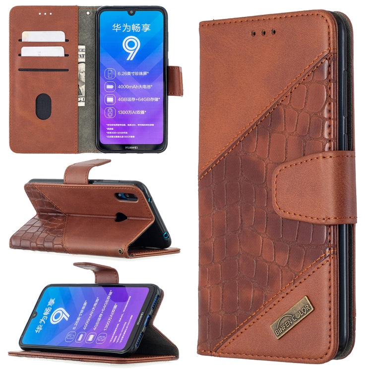 For Huawei Y7 (2019) Matching Color Crocodile Texture Horizontal Flip PU Leather Case with Holder & Card Slots & Wallet