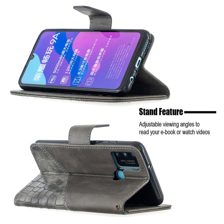 For Huawei Honor 9A Matching Color Crocodile Texture Horizontal Flip PU Leather Case with Holder & Card Slots & Wallet