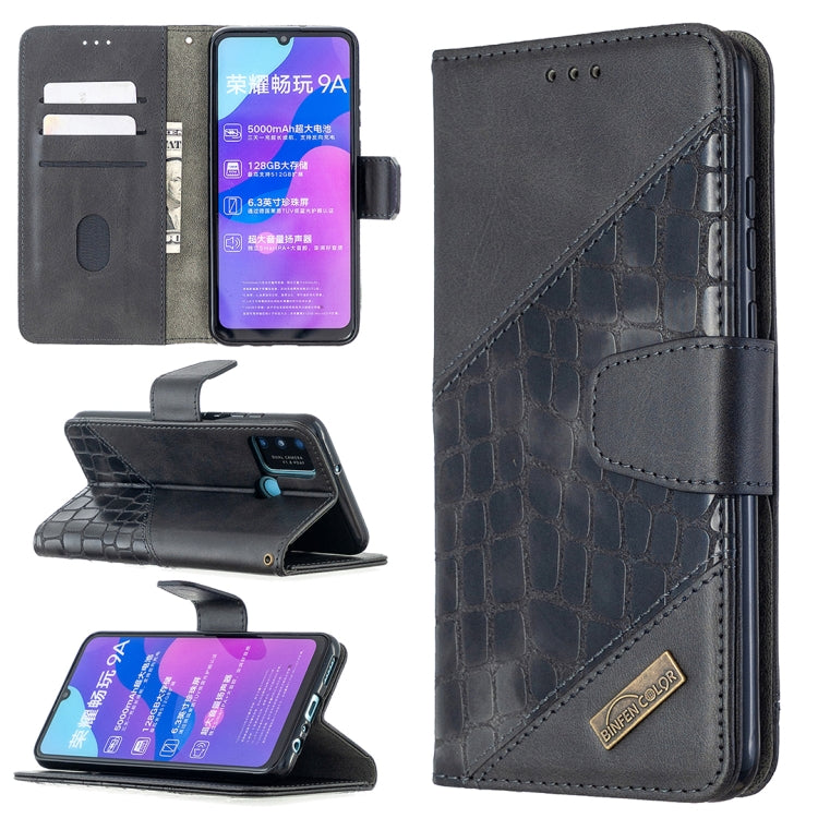For Huawei Honor 9A Matching Color Crocodile Texture Horizontal Flip PU Leather Case with Holder & Card Slots & Wallet
