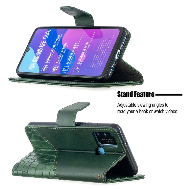 For Huawei Honor 9A Matching Color Crocodile Texture Horizontal Flip PU Leather Case with Holder & Card Slots & Wallet