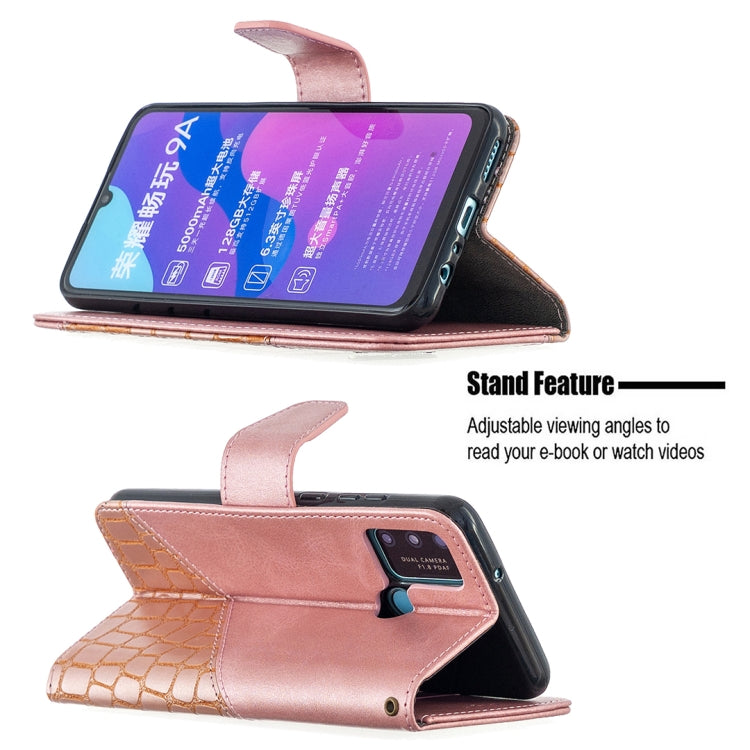For Huawei Honor 9A Matching Color Crocodile Texture Horizontal Flip PU Leather Case with Holder & Card Slots & Wallet