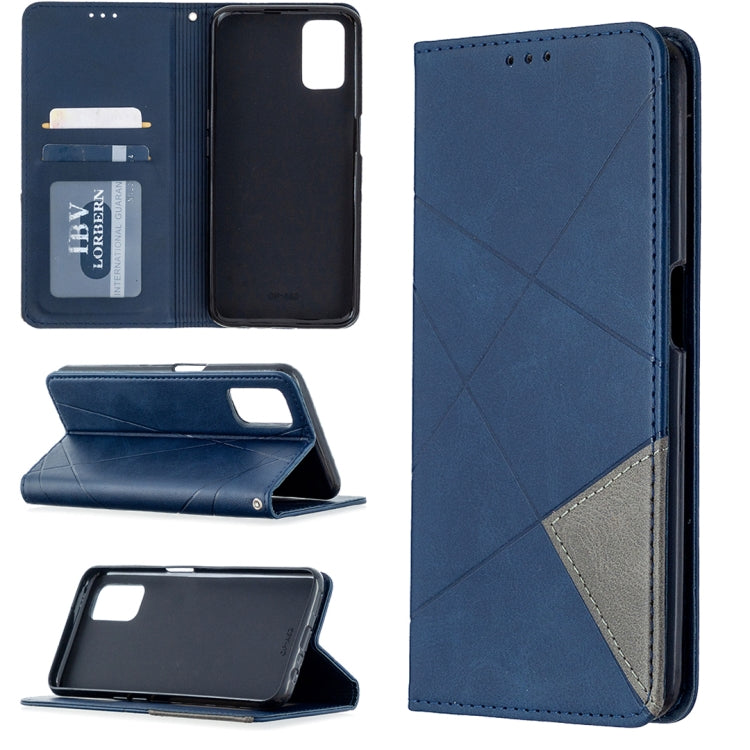 For Oppo A72 / A52 / A92 Rhombus Texture Horizontal Flip Magnetic Leather Case with Holder & Card Slots