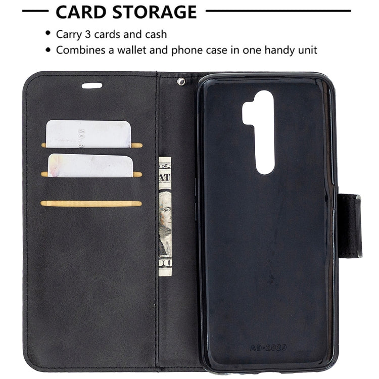 For Oppo A5 (2020) / A9 (2020) Retro Lambskin Texture Pure Color Horizontal Flip PU Leather Case with Holder & Card Slots & Wallet & Lanyard