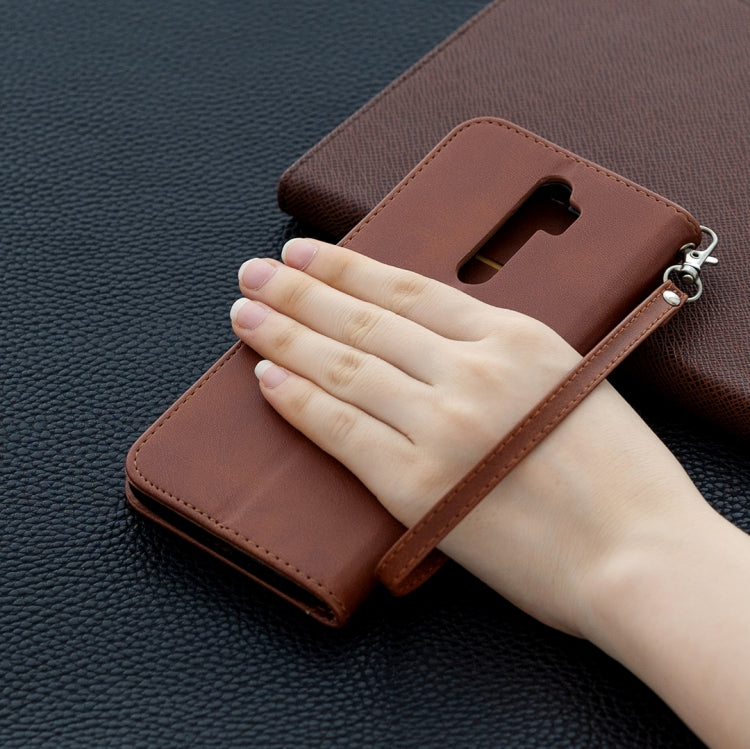 For Oppo A5 (2020) / A9 (2020) Retro Lambskin Texture Pure Color Horizontal Flip PU Leather Case with Holder & Card Slots & Wallet & Lanyard