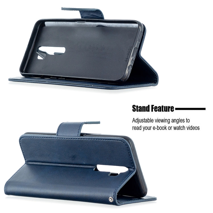 For Oppo A5 (2020) / A9 (2020) Retro Lambskin Texture Pure Color Horizontal Flip PU Leather Case with Holder & Card Slots & Wallet & Lanyard