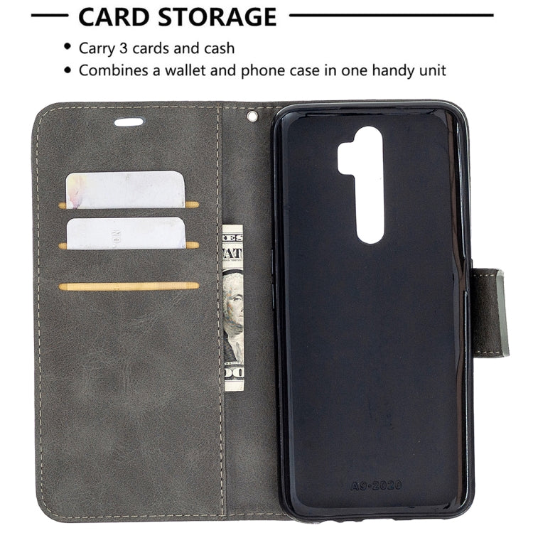 For Oppo A5 (2020) / A9 (2020) Retro Lambskin Texture Pure Color Horizontal Flip PU Leather Case with Holder & Card Slots & Wallet & Lanyard