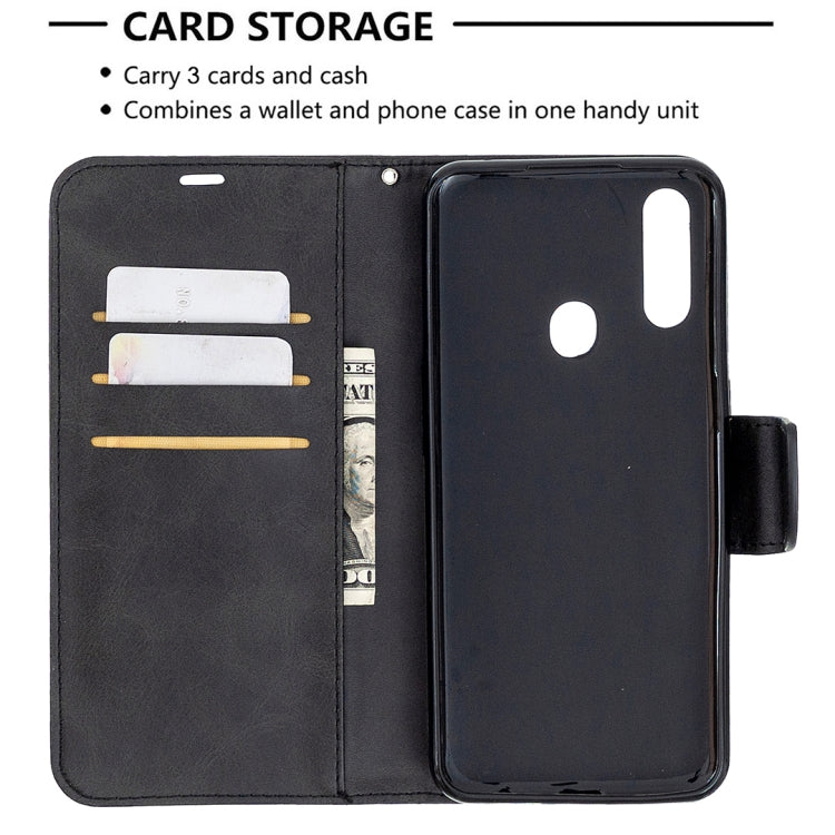 For Oppo A31 (2020) / A81 Retro Lambskin Texture Pure Color Horizontal Flip PU Leather Case with Holder & Card Slots & Wallet & Lanyard