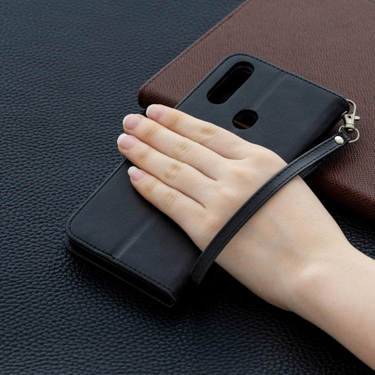 For Oppo A31 (2020) / A81 Retro Lambskin Texture Pure Color Horizontal Flip PU Leather Case with Holder & Card Slots & Wallet & Lanyard