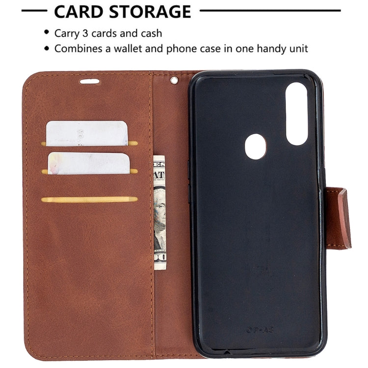For Oppo A31 (2020) / A81 Retro Lambskin Texture Pure Color Horizontal Flip PU Leather Case with Holder & Card Slots & Wallet & Lanyard