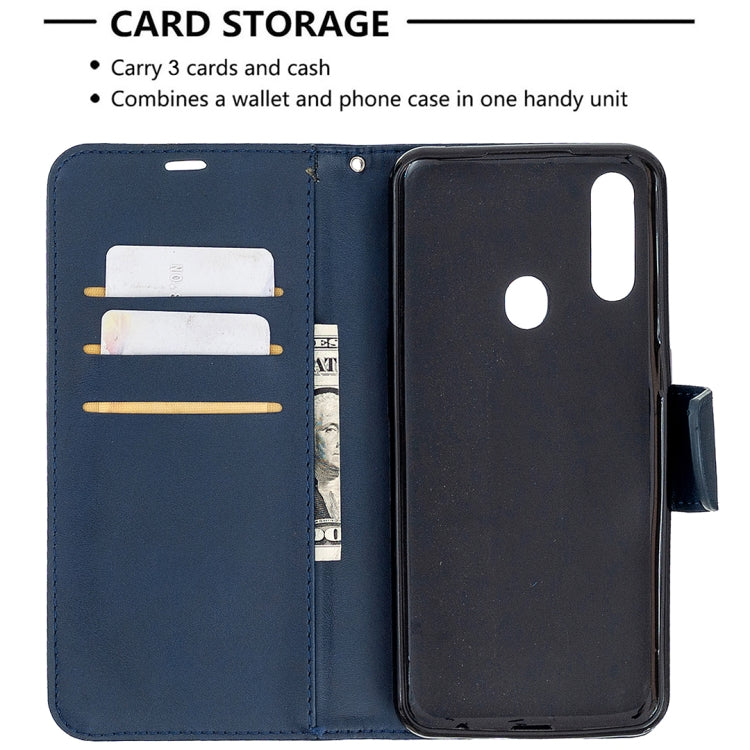 For Oppo A31 (2020) / A81 Retro Lambskin Texture Pure Color Horizontal Flip PU Leather Case with Holder & Card Slots & Wallet & Lanyard