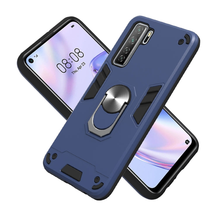 For Huawei Nova 7 SE / P40 Lite 5G 2 in 1 Armour Series PC + TPU Protective Case with Ring Holder