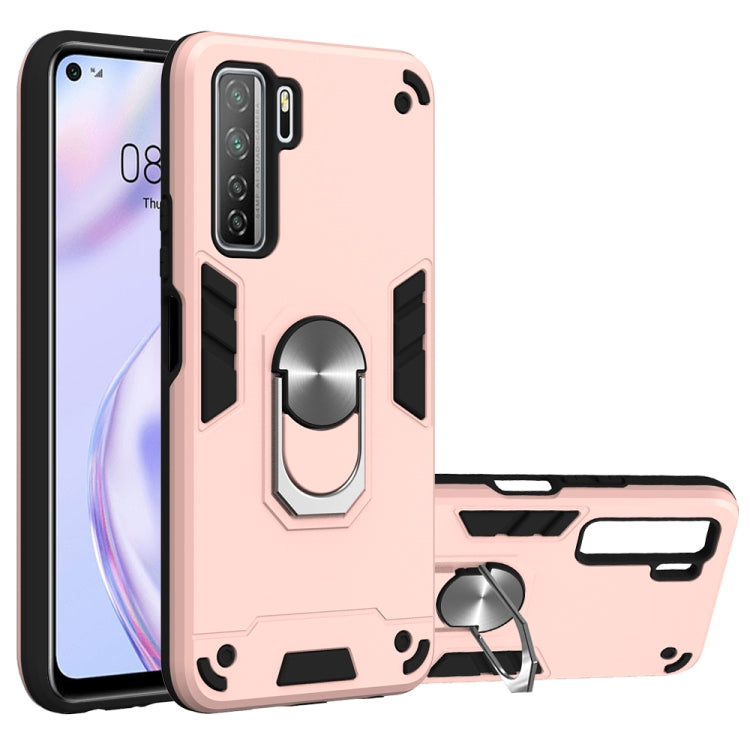 For Huawei Nova 7 SE / P40 Lite 5G 2 in 1 Armour Series PC + TPU Protective Case with Ring Holder