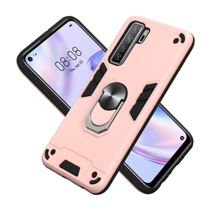 For Huawei Nova 7 SE / P40 Lite 5G 2 in 1 Armour Series PC + TPU Protective Case with Ring Holder