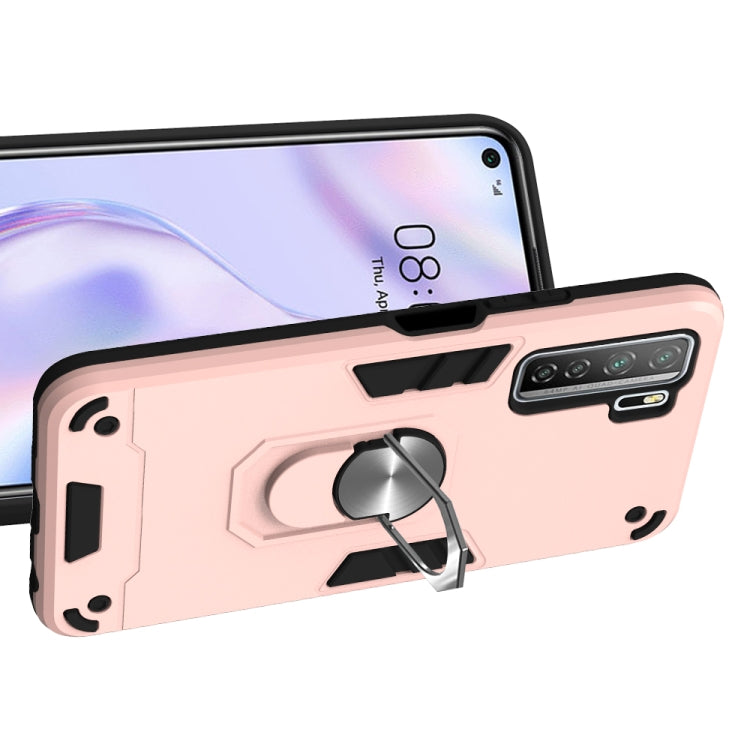 For Huawei Nova 7 SE / P40 Lite 5G 2 in 1 Armour Series PC + TPU Protective Case with Ring Holder