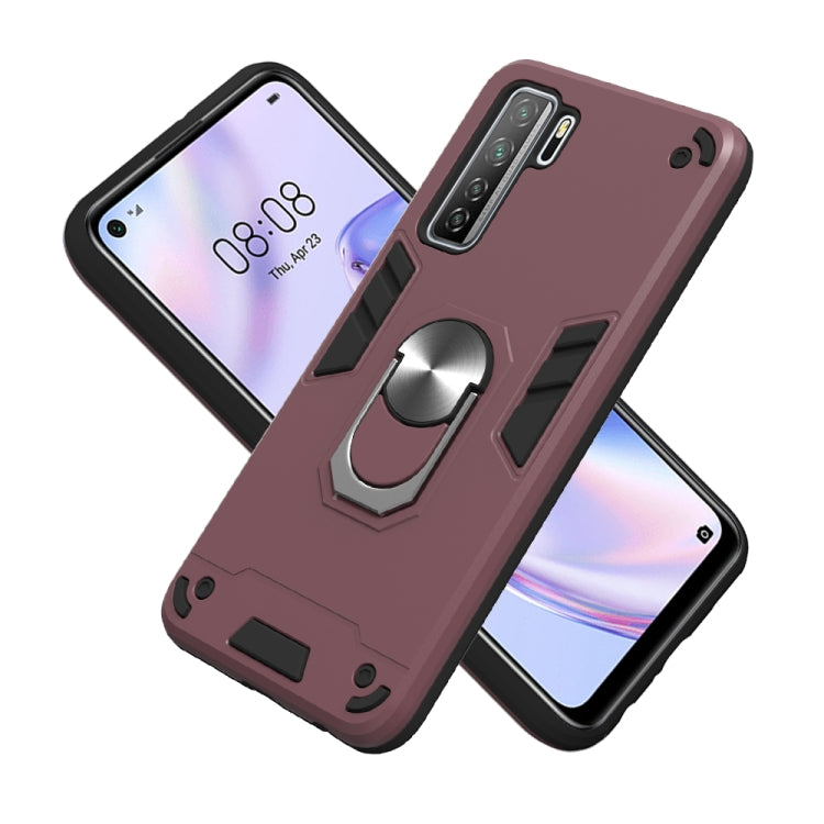 For Huawei Nova 7 SE / P40 Lite 5G 2 in 1 Armour Series PC + TPU Protective Case with Ring Holder