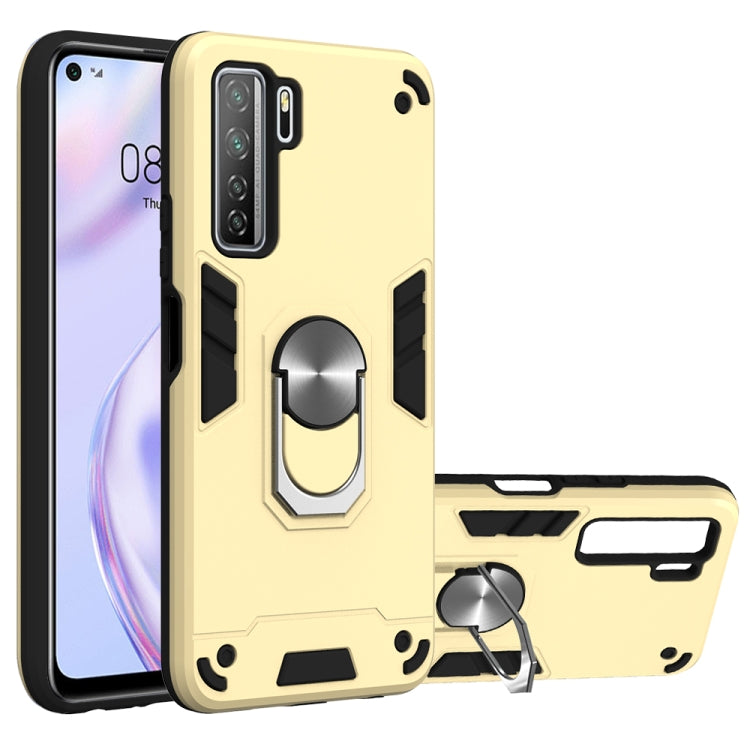 For Huawei Nova 7 SE / P40 Lite 5G 2 in 1 Armour Series PC + TPU Protective Case with Ring Holder