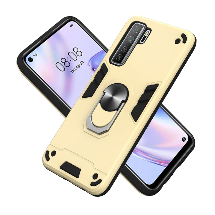 For Huawei Nova 7 SE / P40 Lite 5G 2 in 1 Armour Series PC + TPU Protective Case with Ring Holder