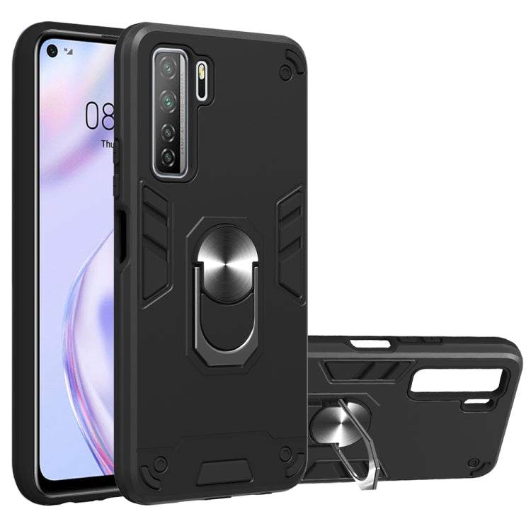 For Huawei Nova 7 SE / P40 Lite 5G 2 in 1 Armour Series PC + TPU Protective Case with Ring Holder