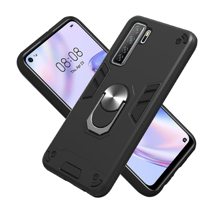 For Huawei Nova 7 SE / P40 Lite 5G 2 in 1 Armour Series PC + TPU Protective Case with Ring Holder