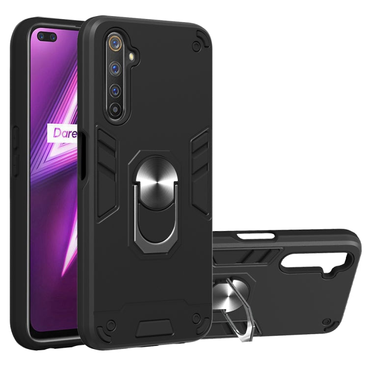 For OPPO Realme 6 Pro 2 in 1 Armour Series PC + TPU Protective Case with Ring Holder