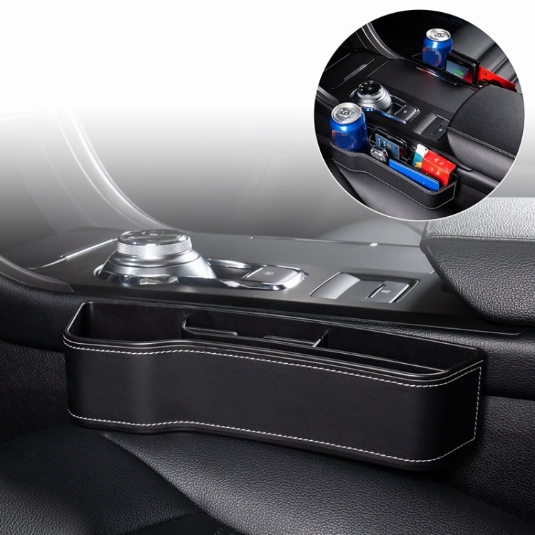 Car Multi-functional Console Box Cup Holder Seat Gap Side Storage Box, Leather Style, Color:Black