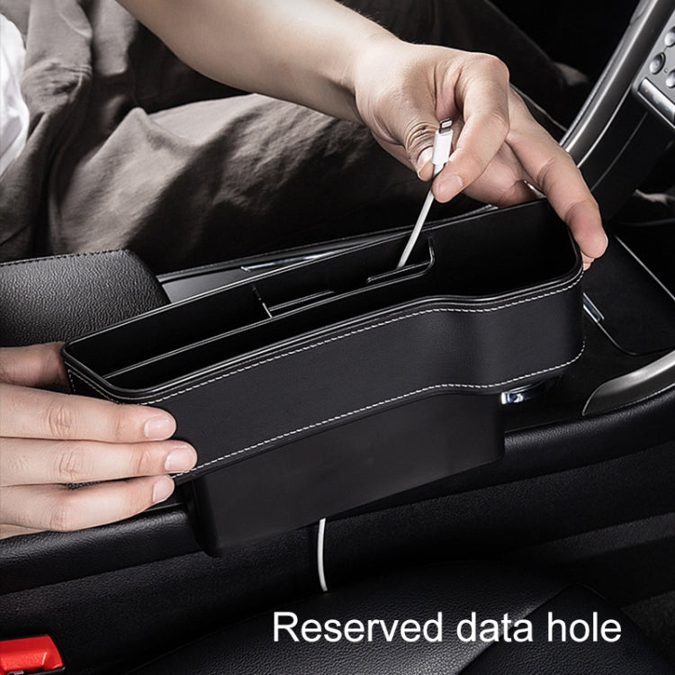Car Multi-functional Console Box Cup Holder Seat Gap Side Storage Box, Leather Style, Color:Black