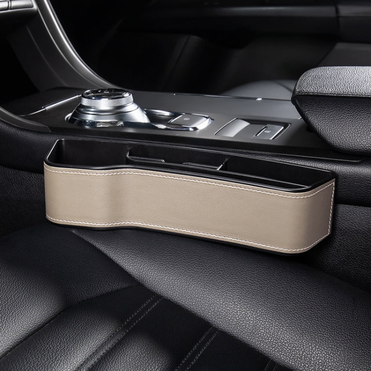 Car Multi-functional Console Box Cup Holder Seat Gap Side Storage Box, Leather Style, Color:Beige