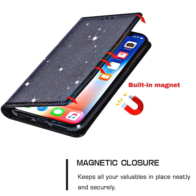 For iPhone XR Ultrathin Glitter Magnetic Horizontal Flip Leather Case with Holder & Card Slots
