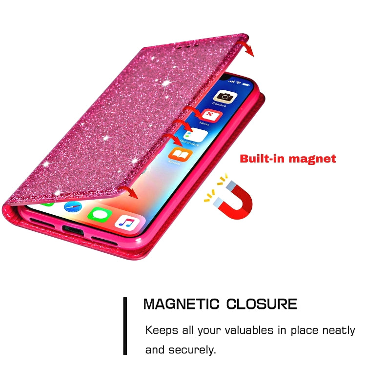 For iPhone XR Ultrathin Glitter Magnetic Horizontal Flip Leather Case with Holder & Card Slots