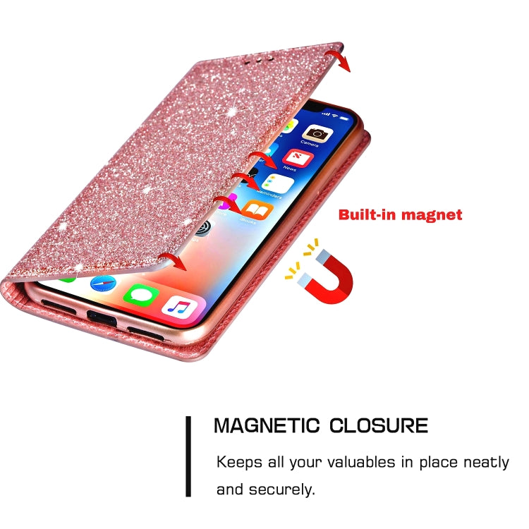 For iPhone XR Ultrathin Glitter Magnetic Horizontal Flip Leather Case with Holder & Card Slots