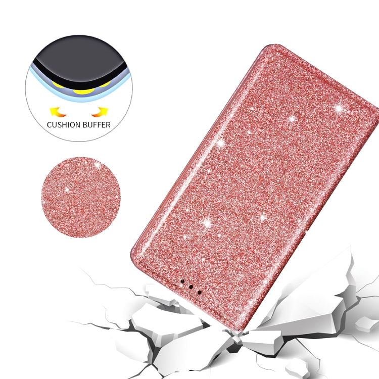 For iPhone XR Ultrathin Glitter Magnetic Horizontal Flip Leather Case with Holder & Card Slots