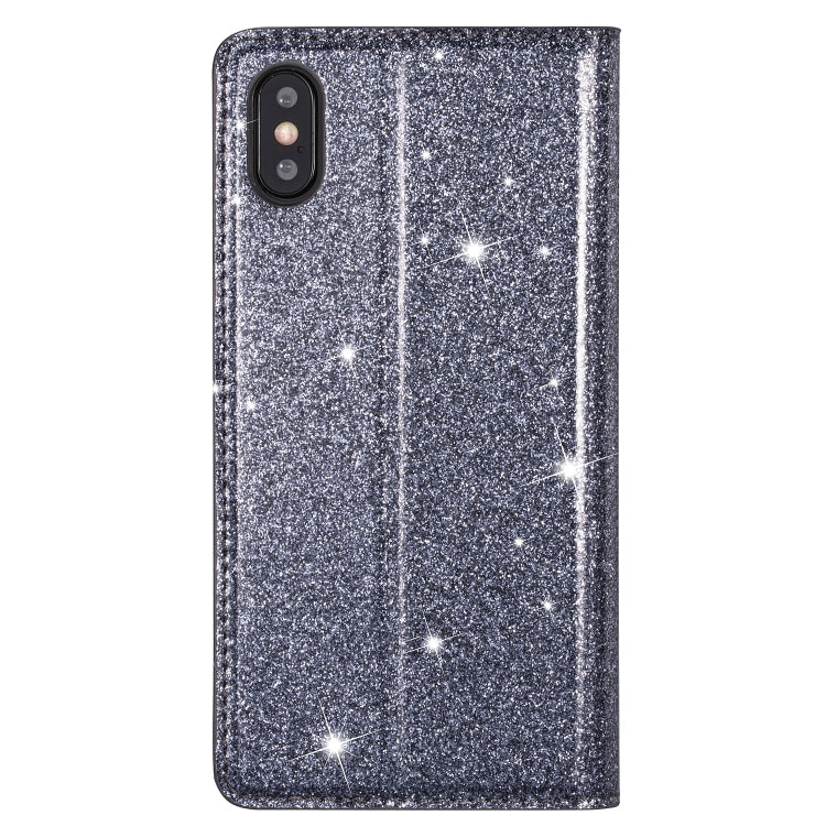 For iPhone XR Ultrathin Glitter Magnetic Horizontal Flip Leather Case with Holder & Card Slots
