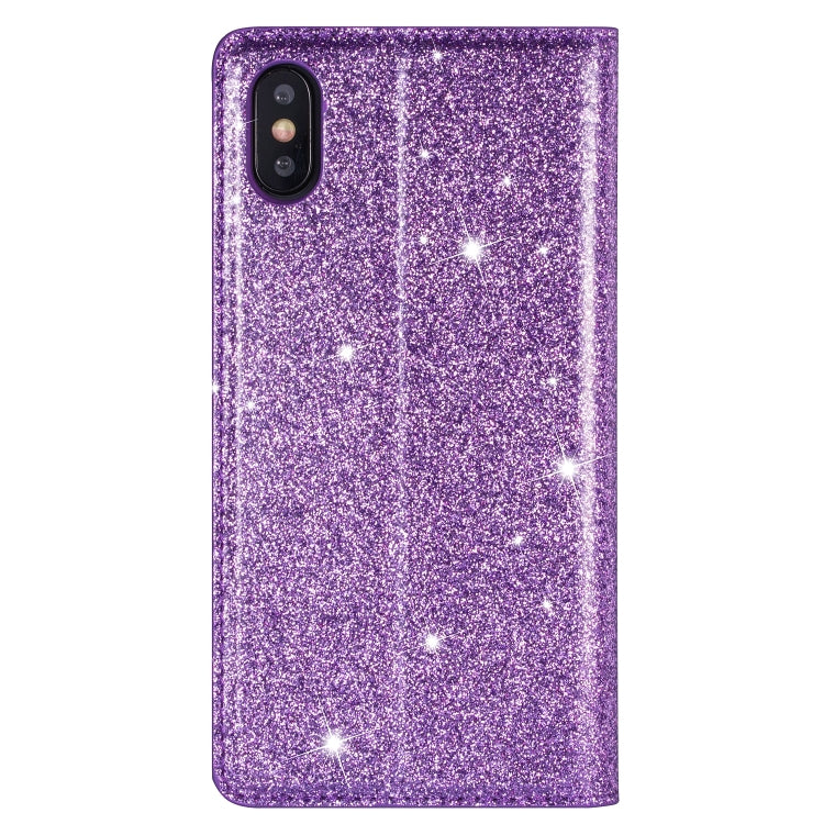 For iPhone XR Ultrathin Glitter Magnetic Horizontal Flip Leather Case with Holder & Card Slots