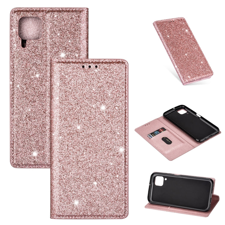 For Huawei P40 Lite Ultrathin Glitter Magnetic Horizontal Flip Leather Case with Holder & Card Slots