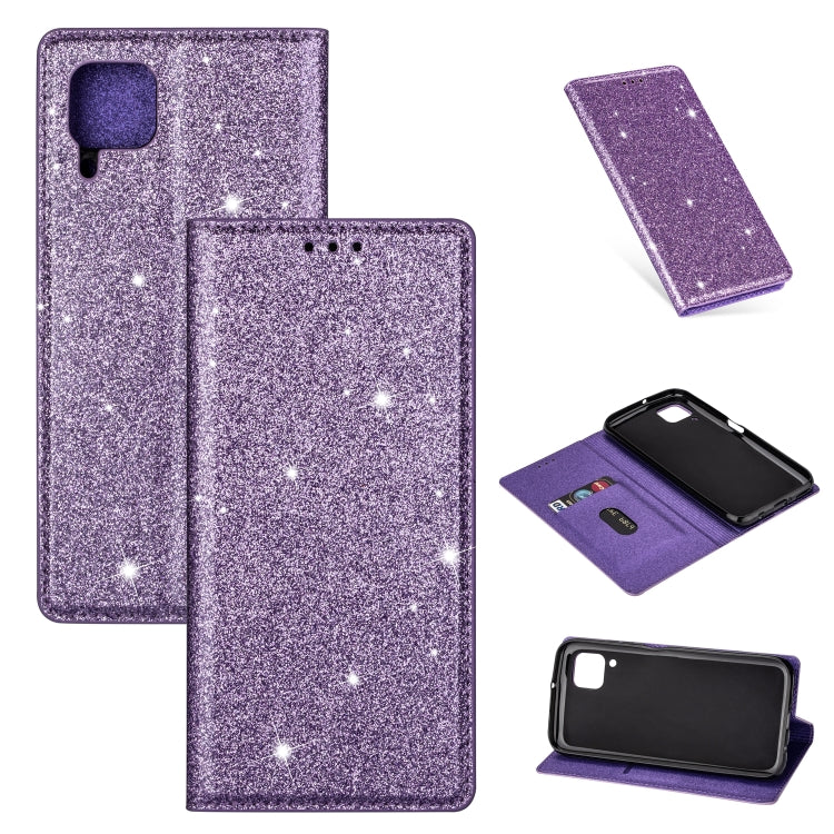 For Huawei P40 Lite Ultrathin Glitter Magnetic Horizontal Flip Leather Case with Holder & Card Slots
