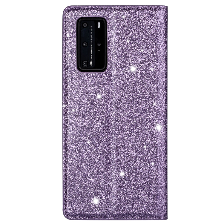 For Huawei P40 Ultrathin Glitter Magnetic Horizontal Flip Leather Case with Holder & Card Slots