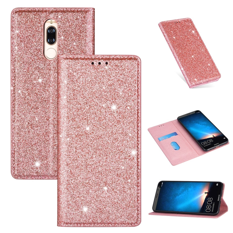 For Huawei Mate 10 Lite Ultrathin Glitter Magnetic Horizontal Flip Leather Case with Holder & Card Slots
