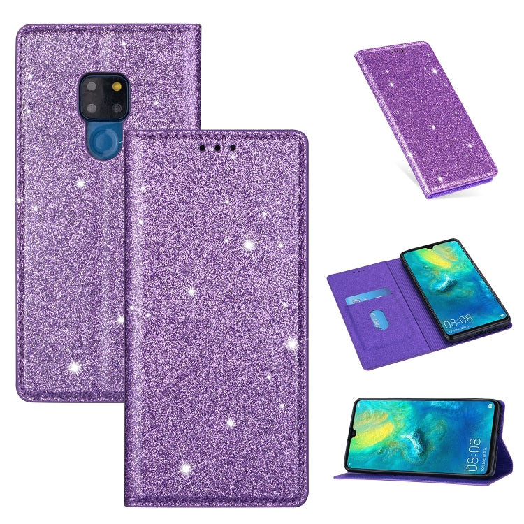 For Huawei Mate 20 Ultrathin Glitter Magnetic Horizontal Flip Leather Case with Holder & Card Slots