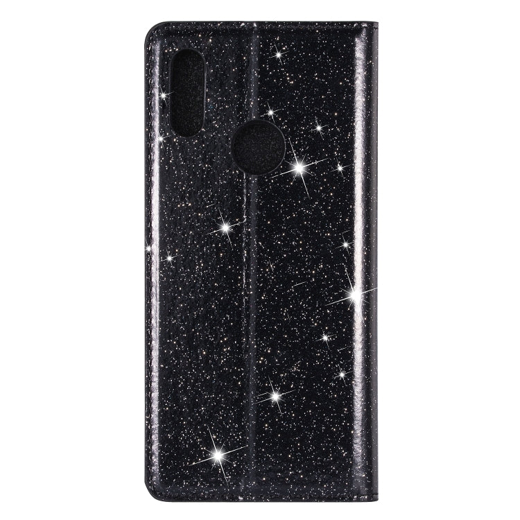 For Huawei Y7 (2019) Ultrathin Glitter Magnetic Horizontal Flip Leather Case with Holder & Card Slots(Black)