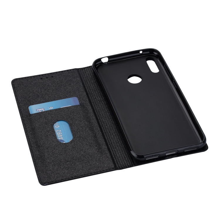For Huawei Y7 (2019) Ultrathin Glitter Magnetic Horizontal Flip Leather Case with Holder & Card Slots(Black)