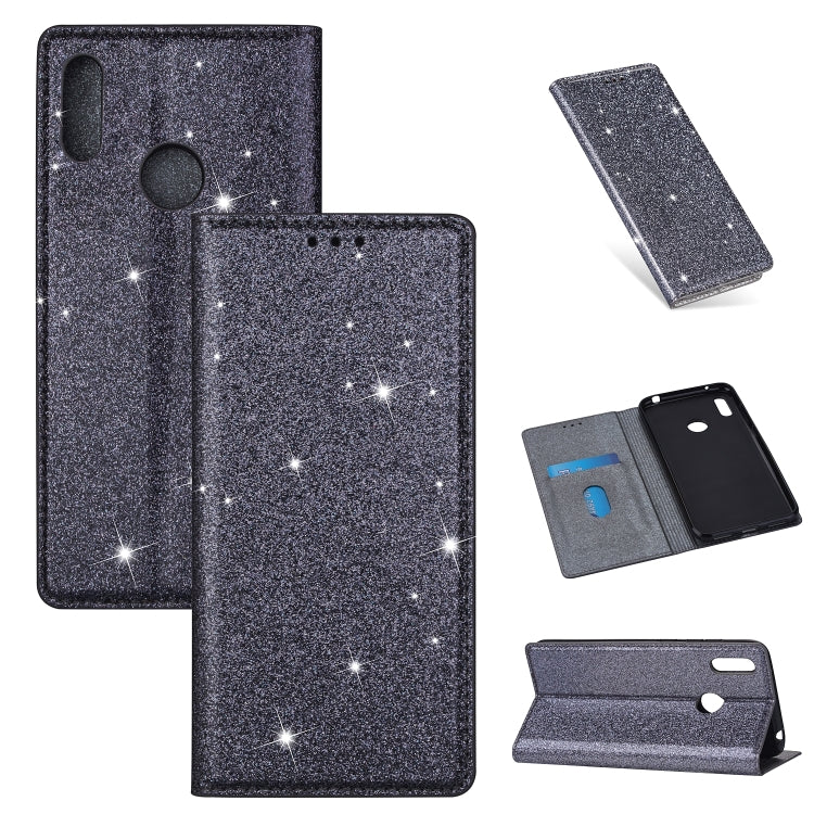 For Huawei Y6 (2019) Ultrathin Glitter Magnetic Horizontal Flip Leather Case with Holder & Card Slots