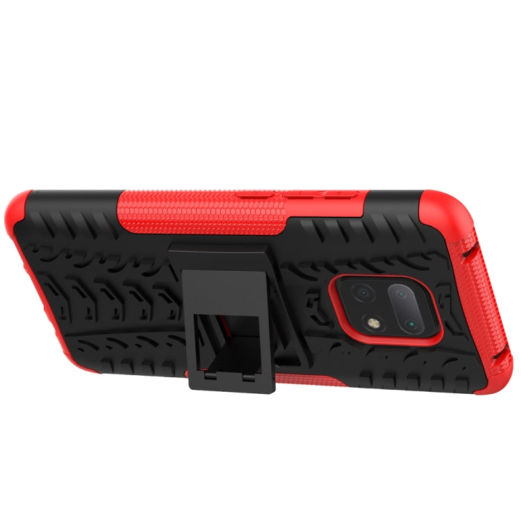 For Xiaomi Redmi 10X 5G Tire Texture Shockproof TPU + PC Protective Case with Holder
