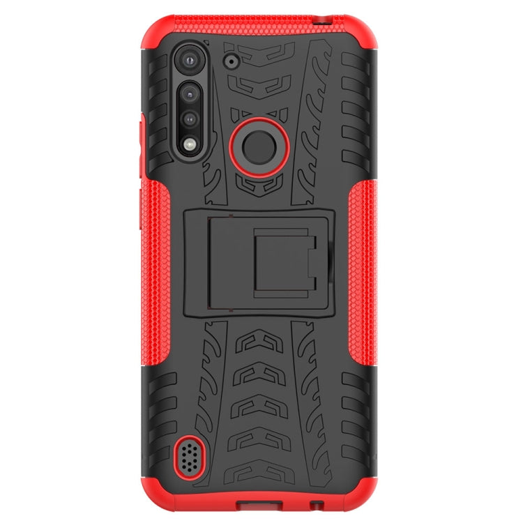 For Motorola Moto G8 Power Lite Tire Texture Shockproof TPU + PC Protective Case with Holder